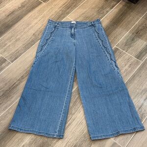 Anthropologie Maeve Scallop Edge High Rise Wide Leg Jeans 28 Petite